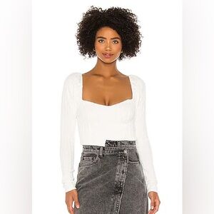 Free People Brittany Top in Winter White Long Sleeve Size XL